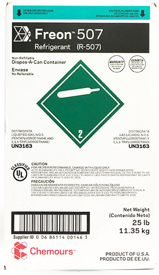 R-507 Refrigerants 25lb - Freon R-22 replacement