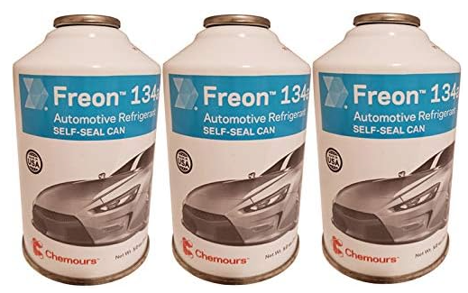 Chemours Brand R134a Refrigerant Freon for MVAC use in a 12-Ounce Self-Sealing Container (3 Pack)